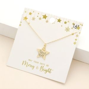Gold STARRY NIGHT Pendant Chain Necklace Womens Jewelry Metal Casual Worded